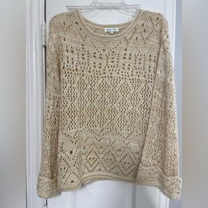 Grace & Lace open crochet bell sleeve sweater